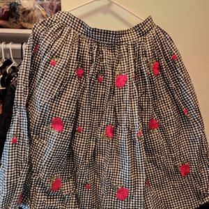 Unique Vintage Black Gingham and Roses SKIRT ONLY size 6-8 New With Tags
